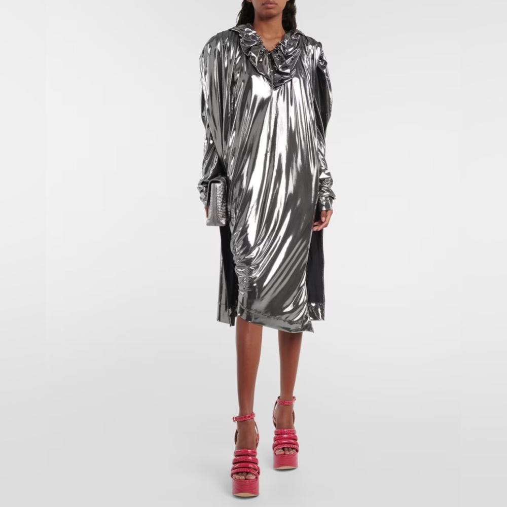 Vivienne Westwood Silver Chrome Diana Dress with Cape and Hood, Brand New, XL